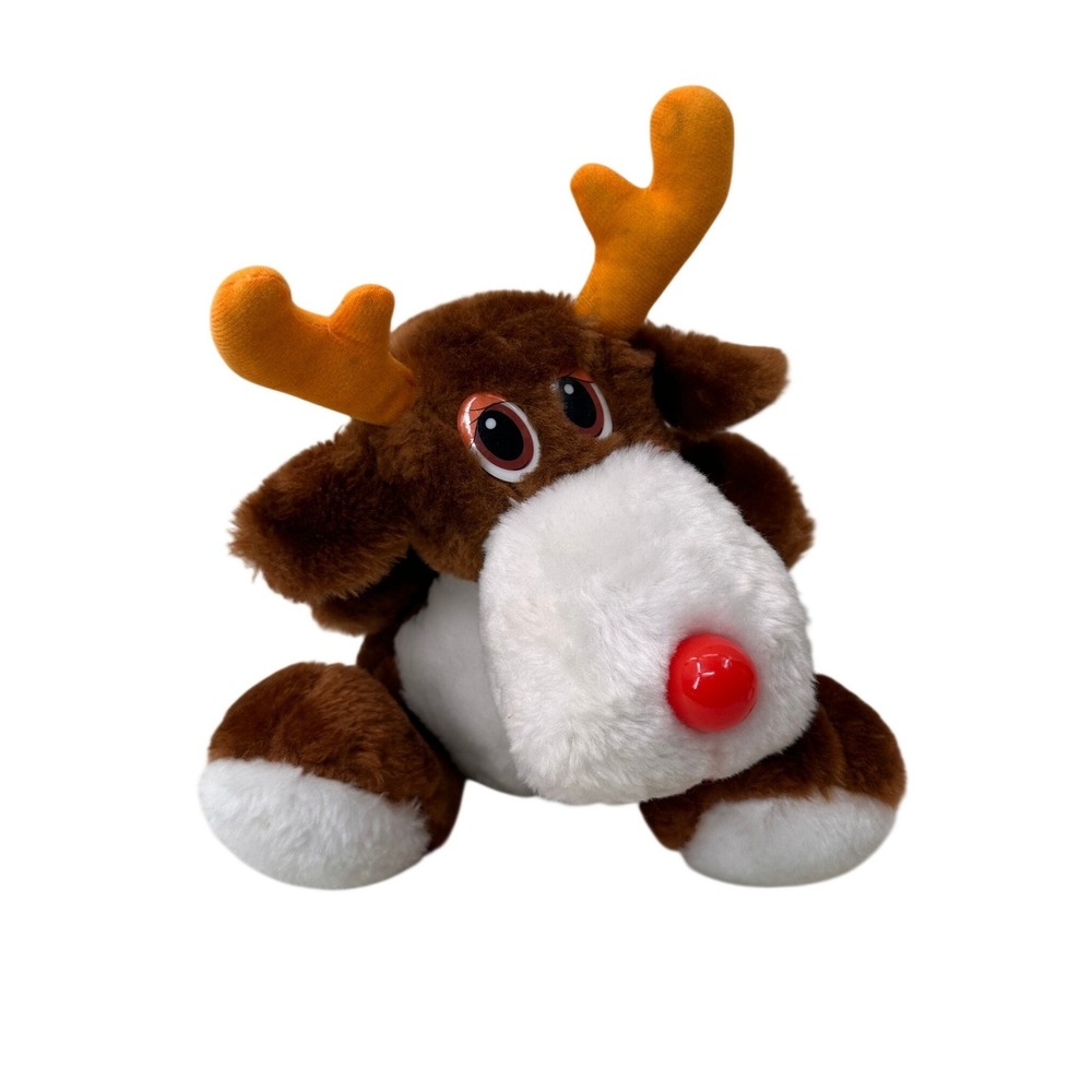 Fun World Reindeer Plush‎ Christmas Stuffed Animal Vintage Kids Toy Brown 7 inch